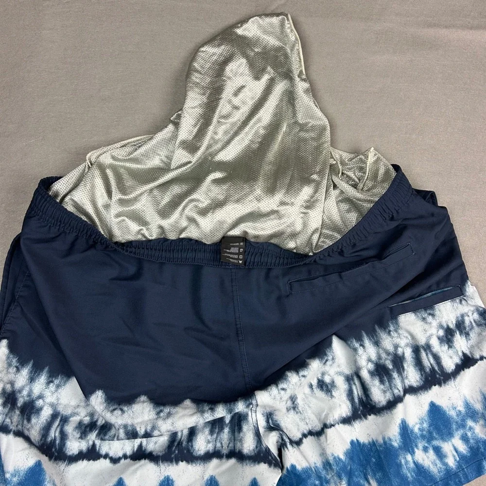 Huk Performance Fishing Swim Trunks Mens 3XL Navy Blue White Tie Dye H2000143